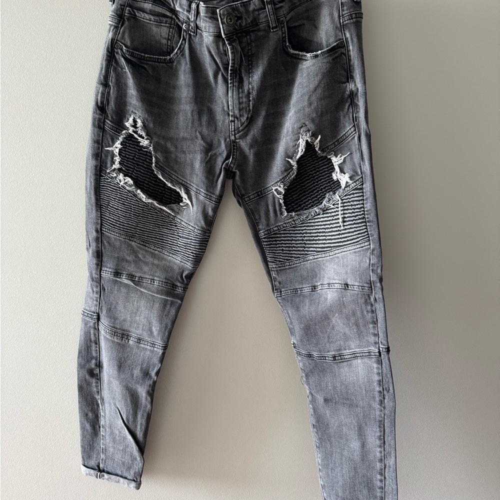 Zara Distressed Gray-Black Jeans for Men